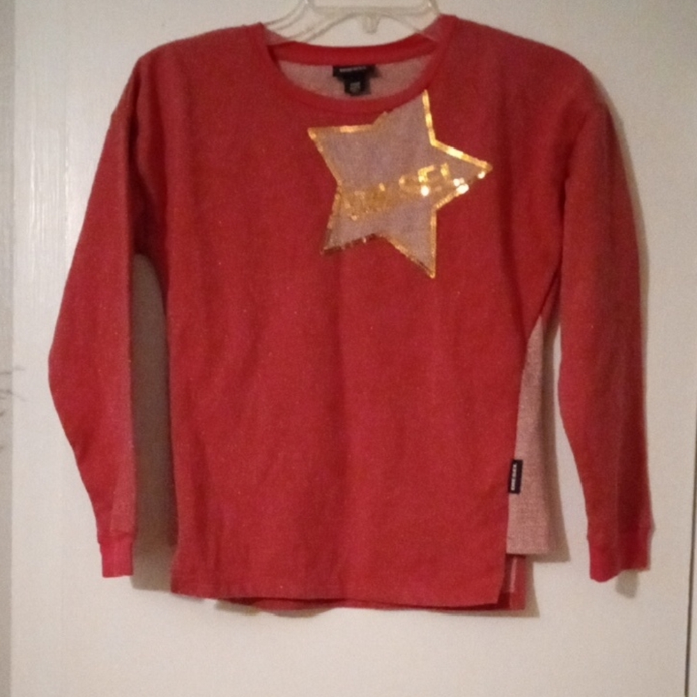Diesel Girl's Pinkish Long Sleeve Tee with Gold Star SizeL(12)